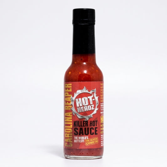 Μπουκάλι Hot Headz! Carolina Reaper Killer 148ml σε λευκό φόντο