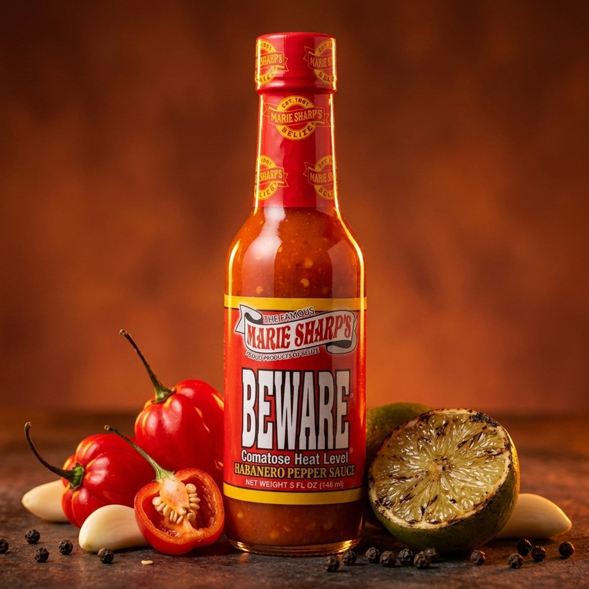 Marie Sharp's Beware! Comatose με κόκκινες πιπεριές habanero και ψημένο λάιμ
