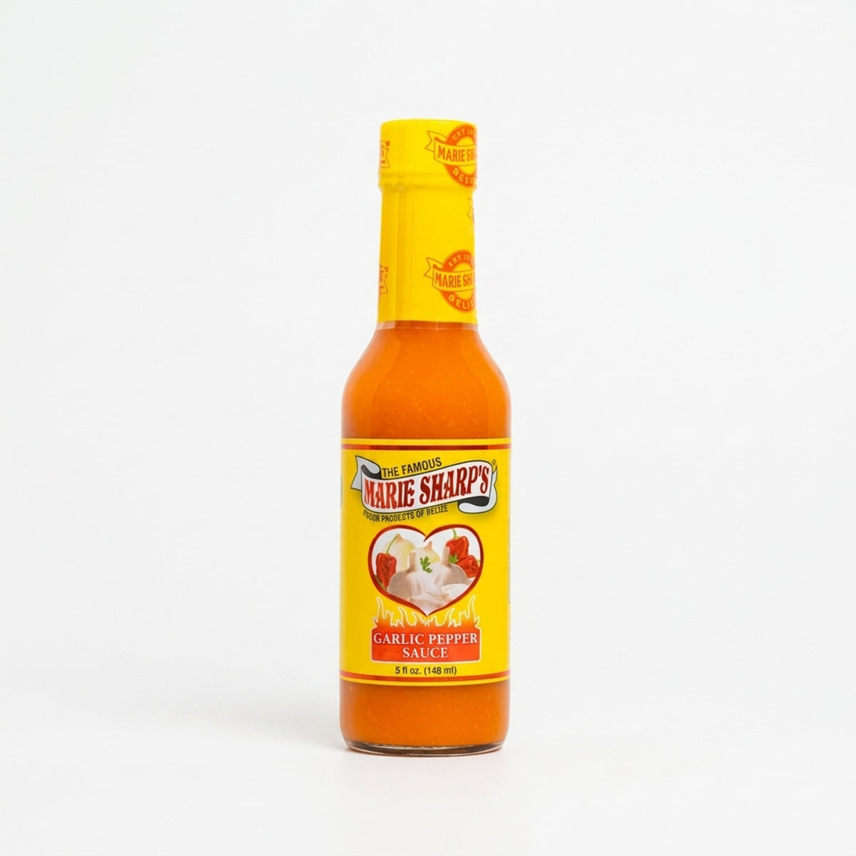 Μπουκάλι Marie Sharp's Garlic Habanero 148ml σε λευκό φόντο