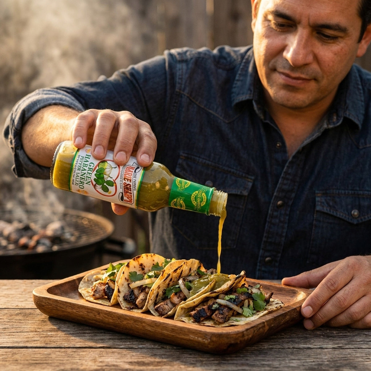 Marie Sharp's Green Habanero & Cactus σερβίρεται σε tacos