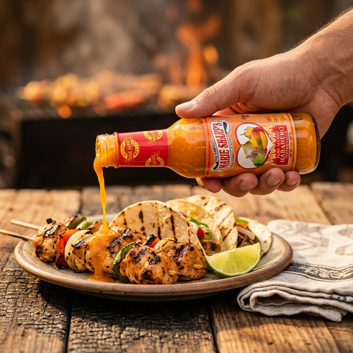 Marie Sharp's Mango Habanero πάνω από ψητό κοτόπουλο με λάιμ