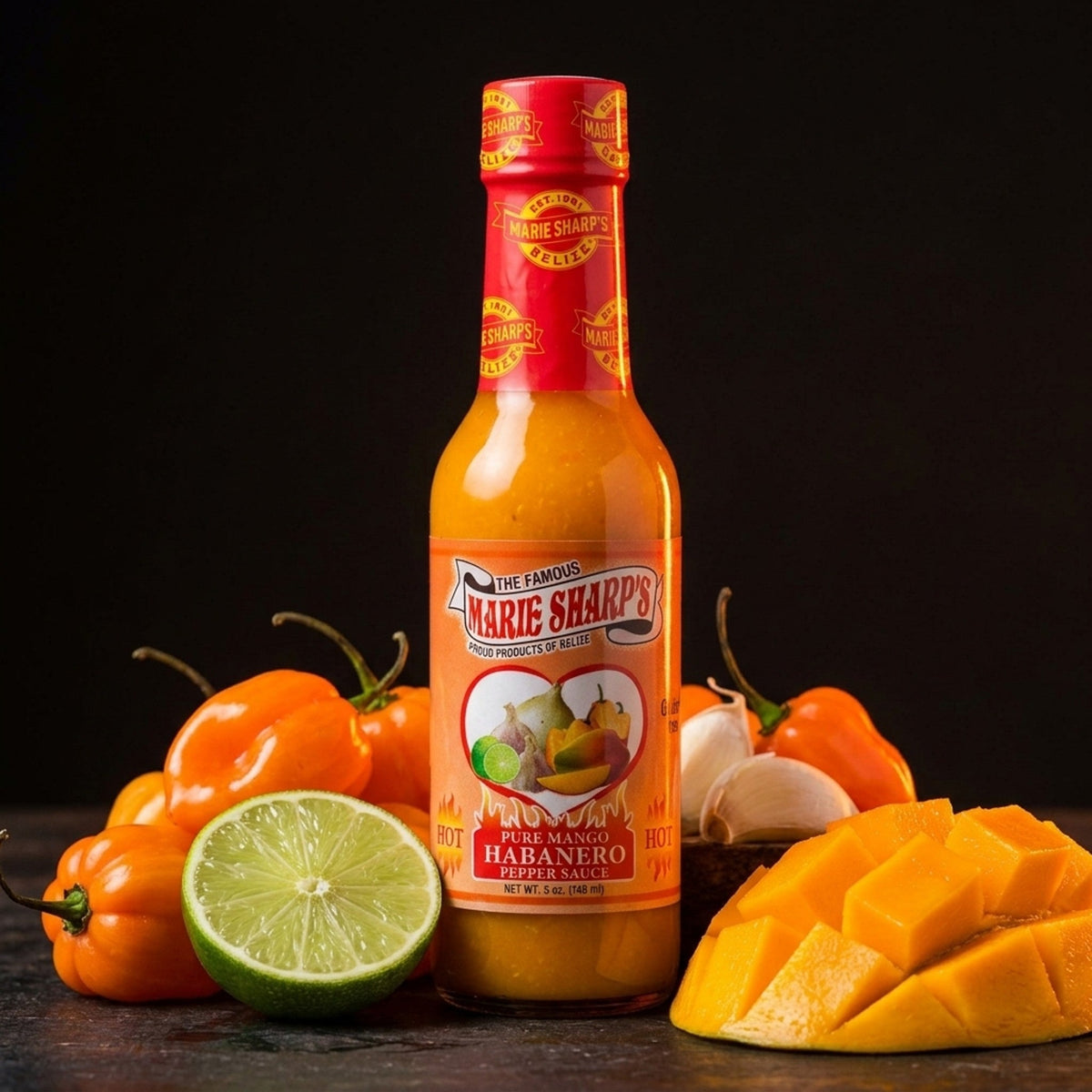 Marie Sharp's Mango Habanero με φρέσκο μάνγκο, πιπεριές habanero και λάιμ